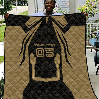 Custom Egypt KA Quilt Gold Symbol Hieroglyphic Texture