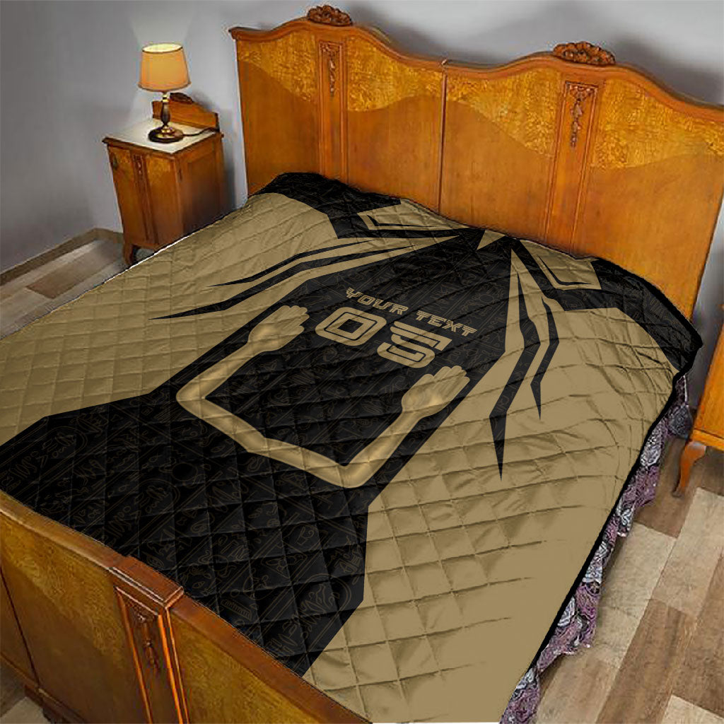 Custom Egypt KA Quilt Gold Symbol Hieroglyphic Texture