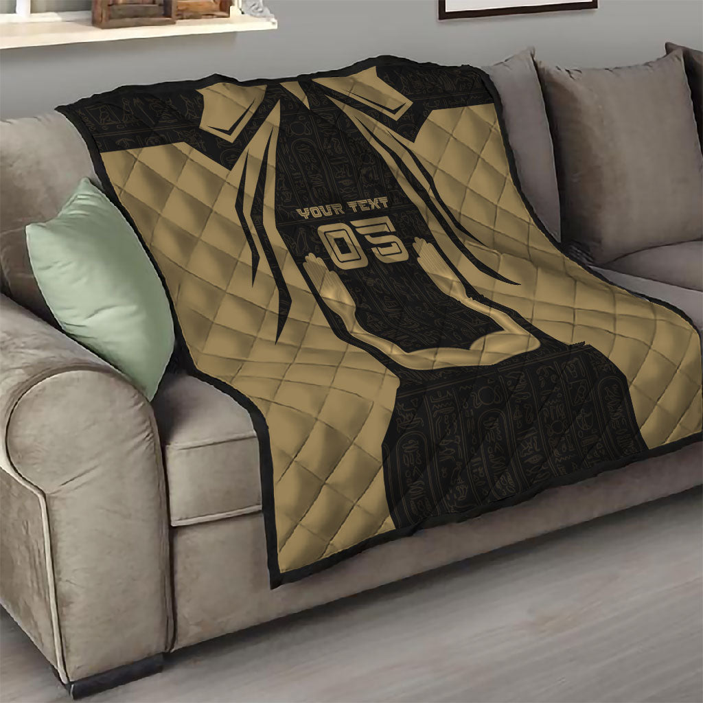 Custom Egypt KA Quilt Gold Symbol Hieroglyphic Texture