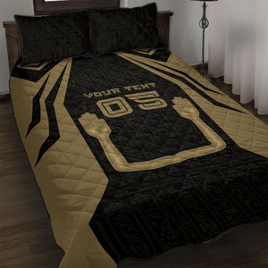 Custom Egypt KA Quilt Bed Set Gold Symbol Hieroglyphic Texture