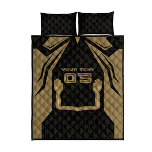 Custom Egypt KA Quilt Bed Set Gold Symbol Hieroglyphic Texture
