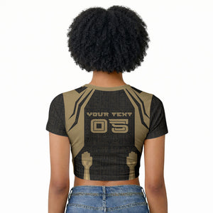 Custom Egypt KA Raglan Cropped T shirt Gold Symbol Hieroglyphic Texture