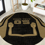 Custom Egypt KA Round Carpet Gold Symbol Hieroglyphic Texture