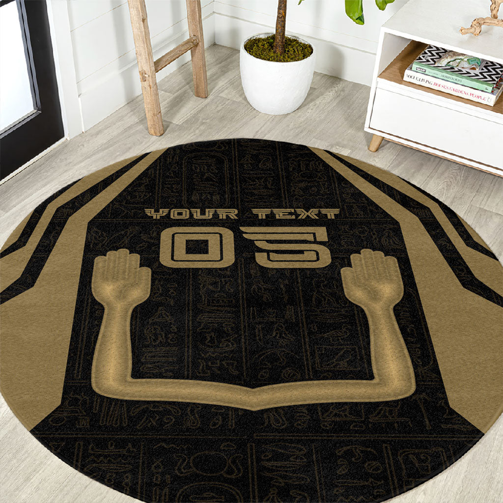 Custom Egypt KA Round Carpet Gold Symbol Hieroglyphic Texture