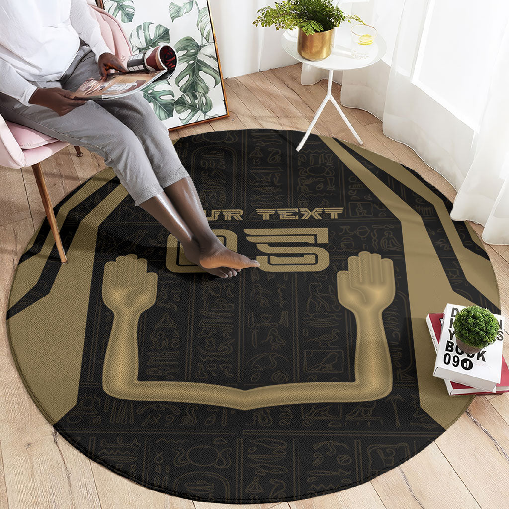 Custom Egypt KA Round Carpet Gold Symbol Hieroglyphic Texture
