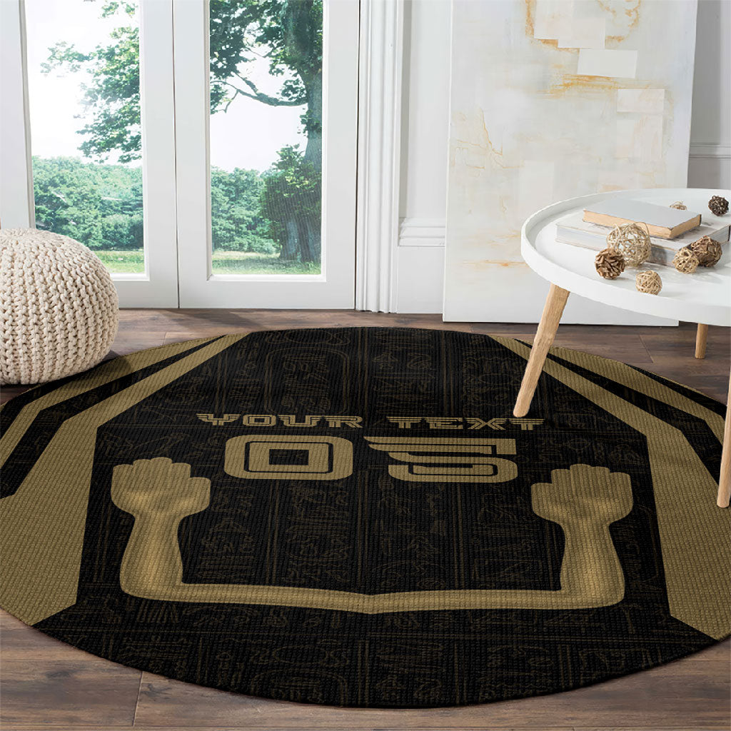 Custom Egypt KA Round Carpet Gold Symbol Hieroglyphic Texture