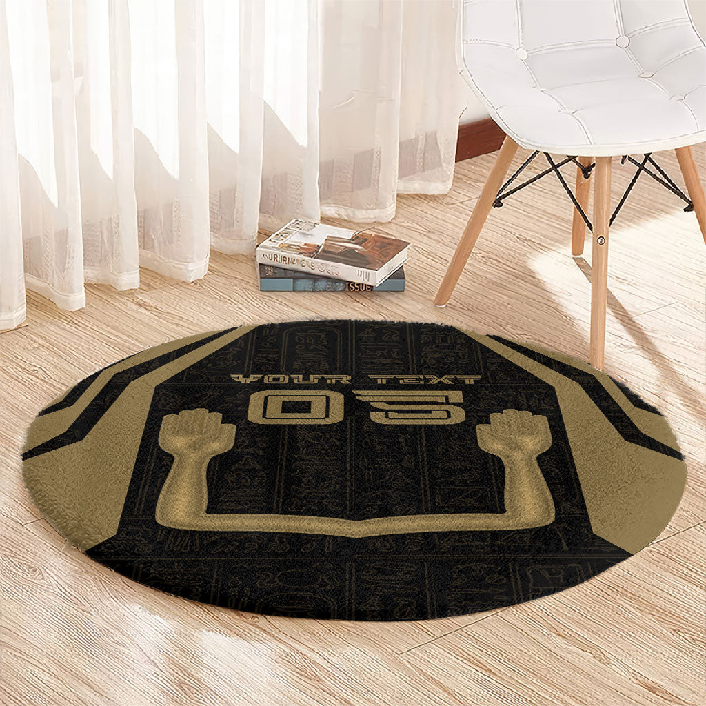 Custom Egypt KA Round Carpet Gold Symbol Hieroglyphic Texture