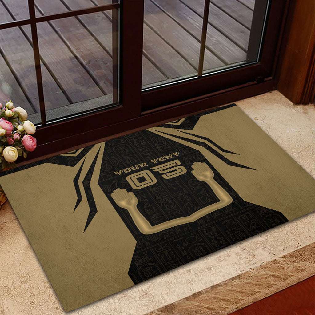 Custom Egypt KA Rubber Doormat Gold Symbol Hieroglyphic Texture