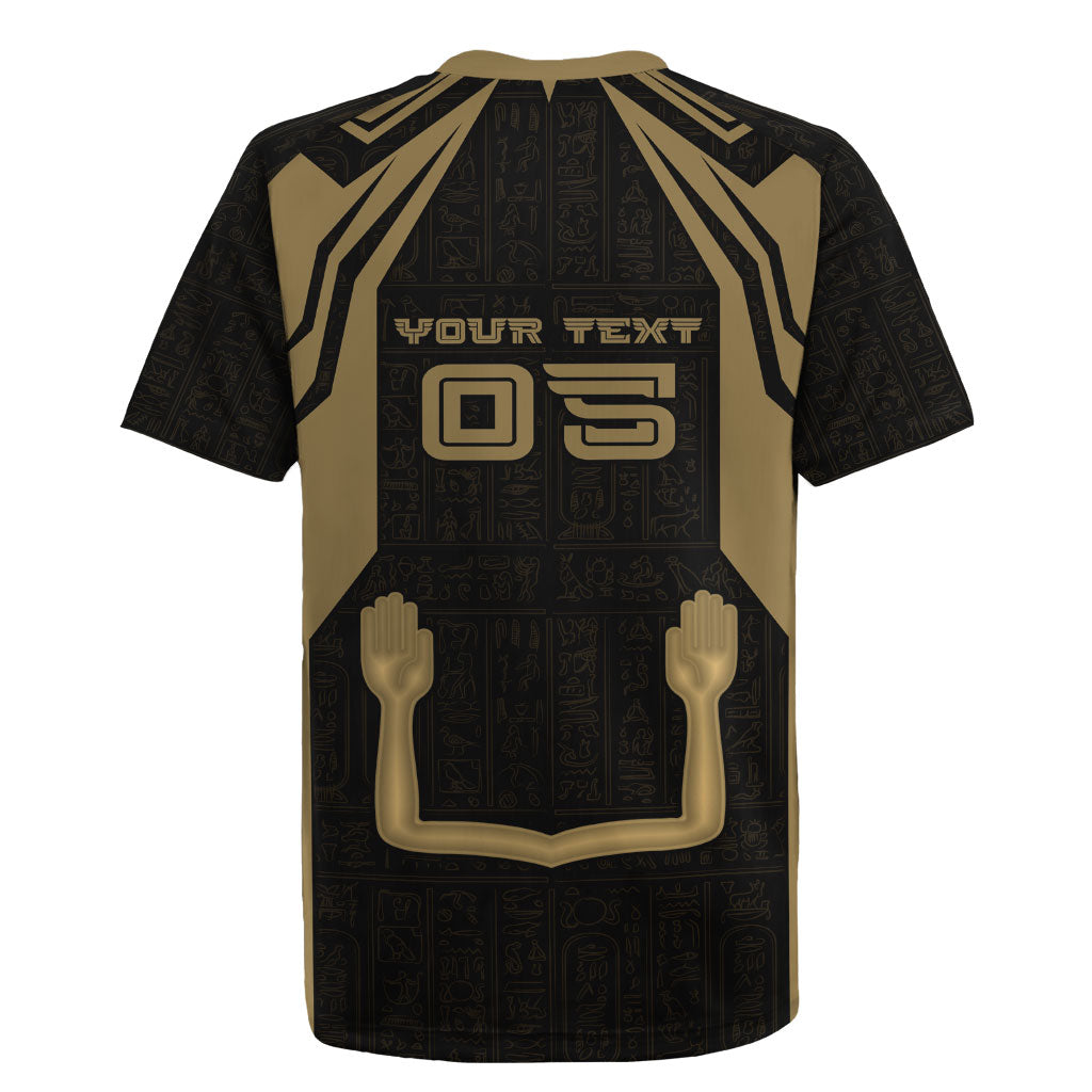 Custom Egypt KA Rugby Jersey Gold Symbol Hieroglyphic Texture