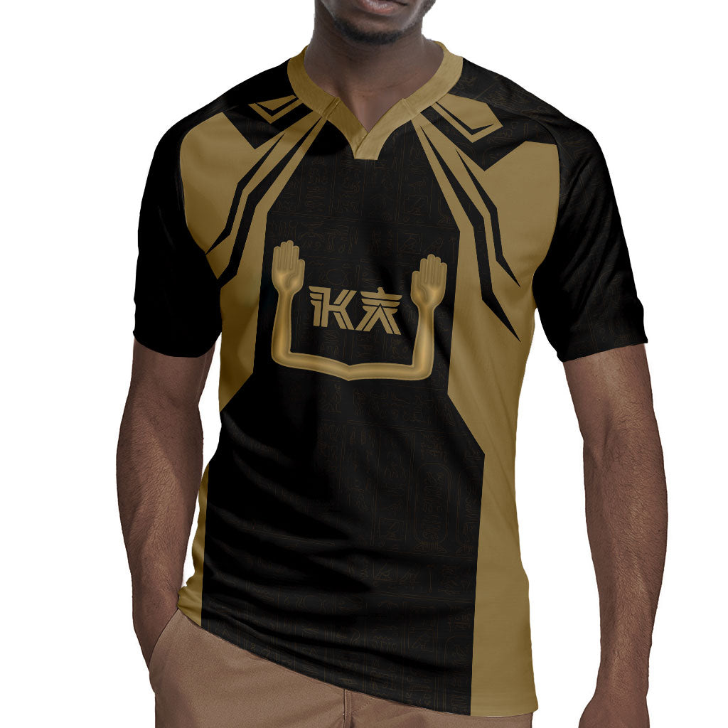 Custom Egypt KA Rugby Jersey Gold Symbol Hieroglyphic Texture