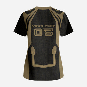 Custom Egypt KA Scrub Top Gold Symbol Hieroglyphic Texture