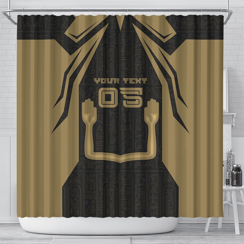 Custom Egypt KA Shower Curtain Gold Symbol Hieroglyphic Texture