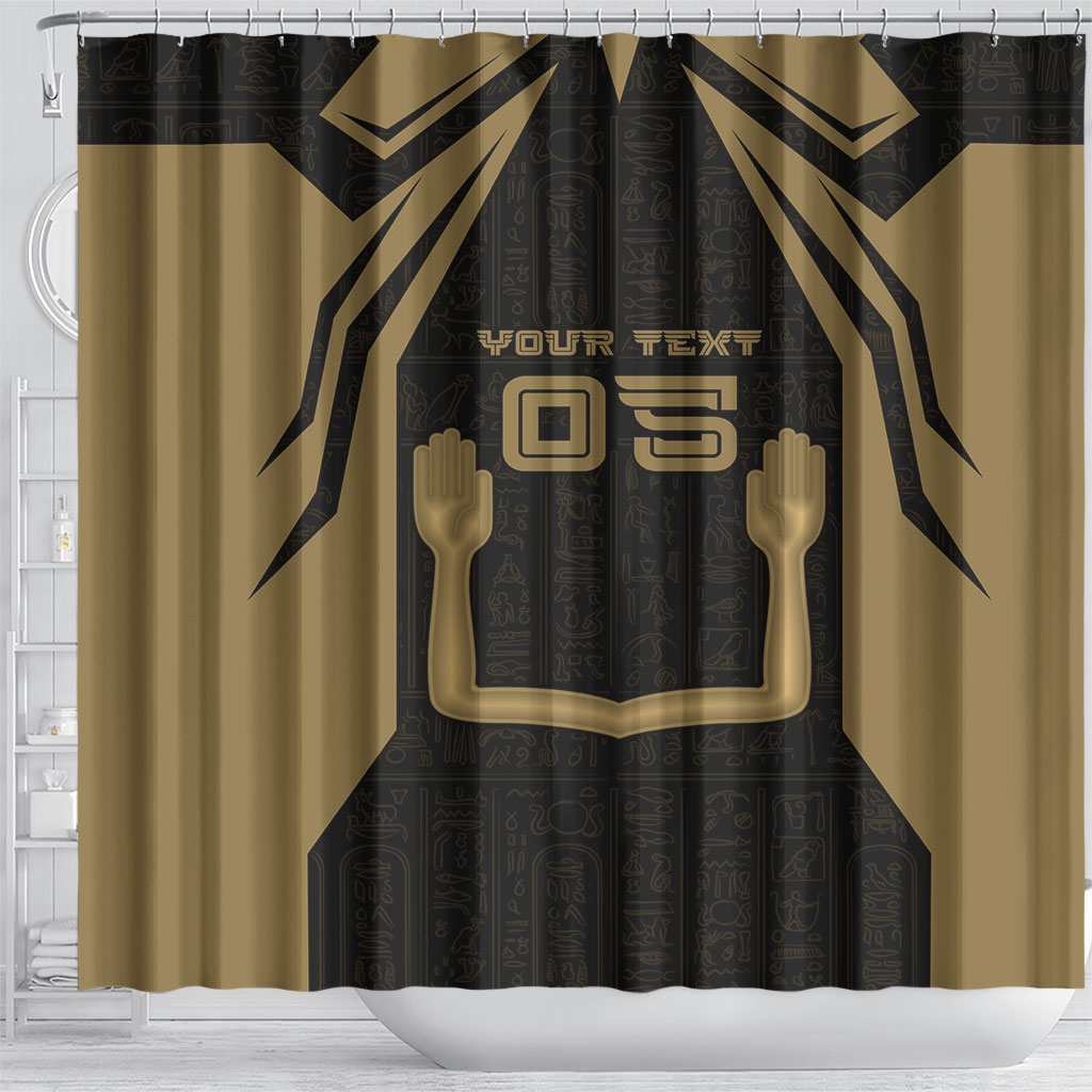 Custom Egypt KA Shower Curtain Gold Symbol Hieroglyphic Texture