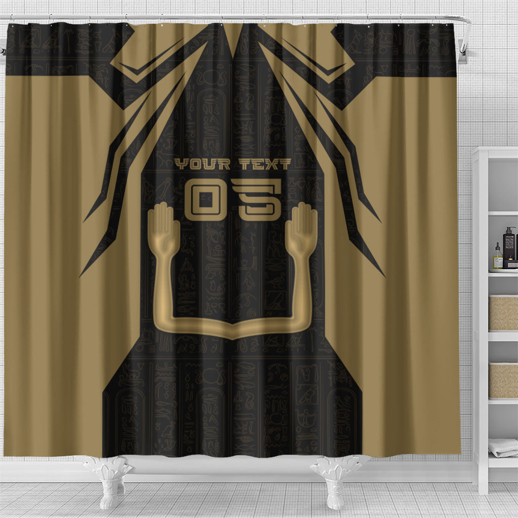 Custom Egypt KA Shower Curtain Gold Symbol Hieroglyphic Texture
