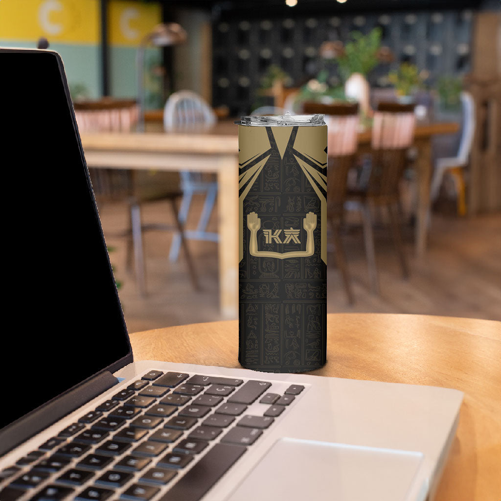 Custom Egypt KA Skinny Tumbler Gold Symbol Hieroglyphic Texture