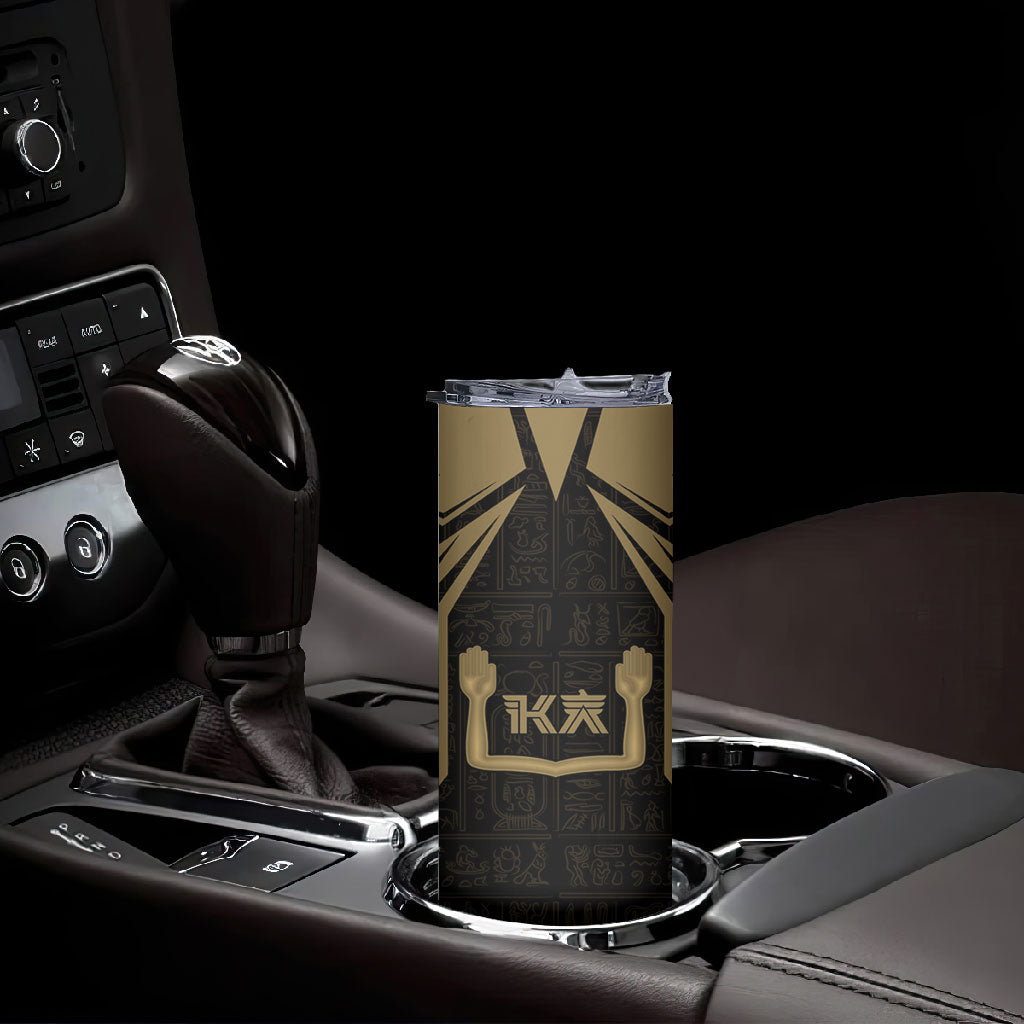 Custom Egypt KA Skinny Tumbler Gold Symbol Hieroglyphic Texture