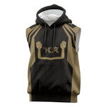 Custom Egypt KA Sleeveless Hoodie Gold Symbol Hieroglyphic Texture