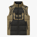 Custom Egypt KA Sleeveless Puffer Jacket Gold Symbol Hieroglyphic Texture