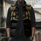 Custom Egypt KA Sleeveless Puffer Jacket Gold Symbol Hieroglyphic Texture