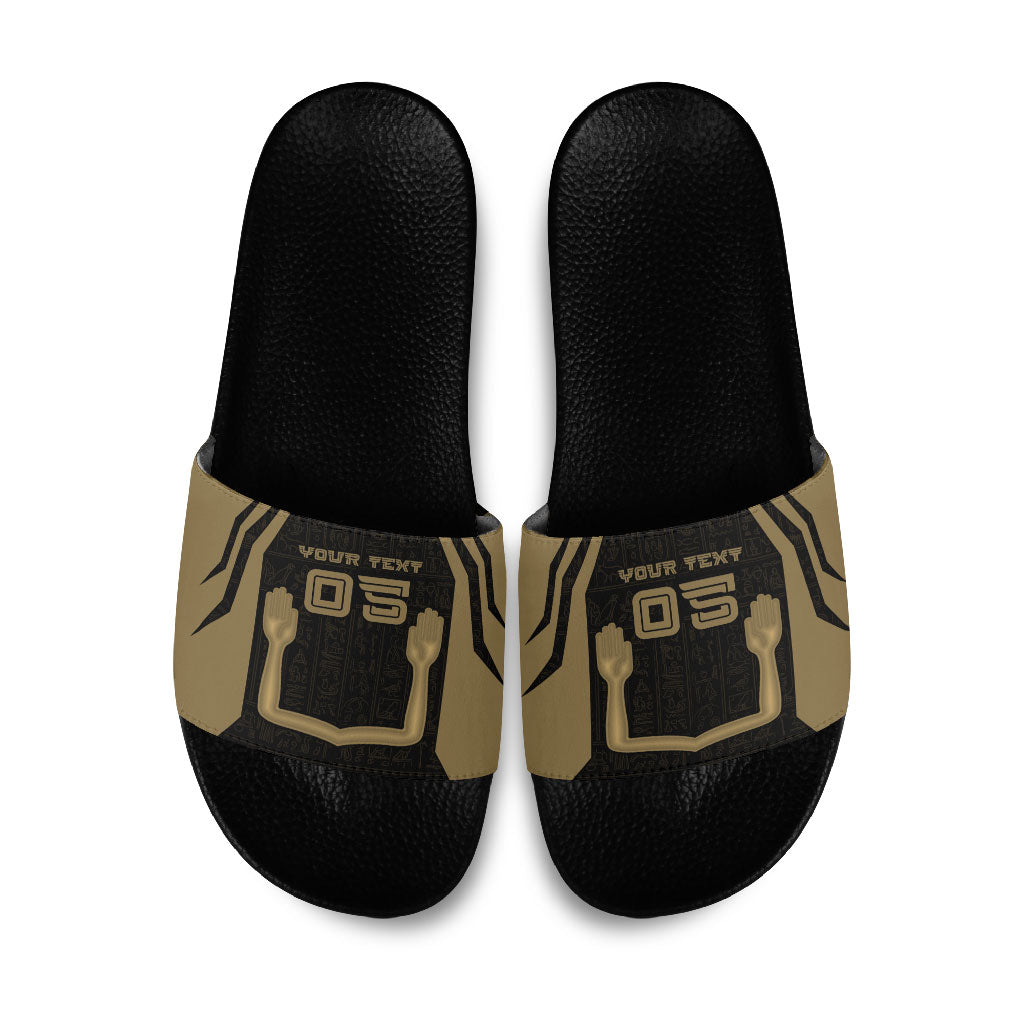 Custom Egypt KA Slide Sandals Gold Symbol Hieroglyphic Texture