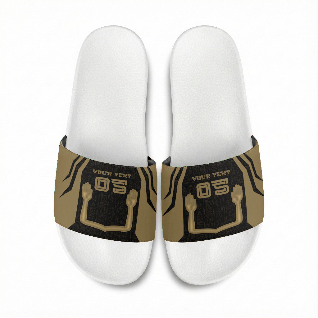 Custom Egypt KA Slide Sandals Gold Symbol Hieroglyphic Texture