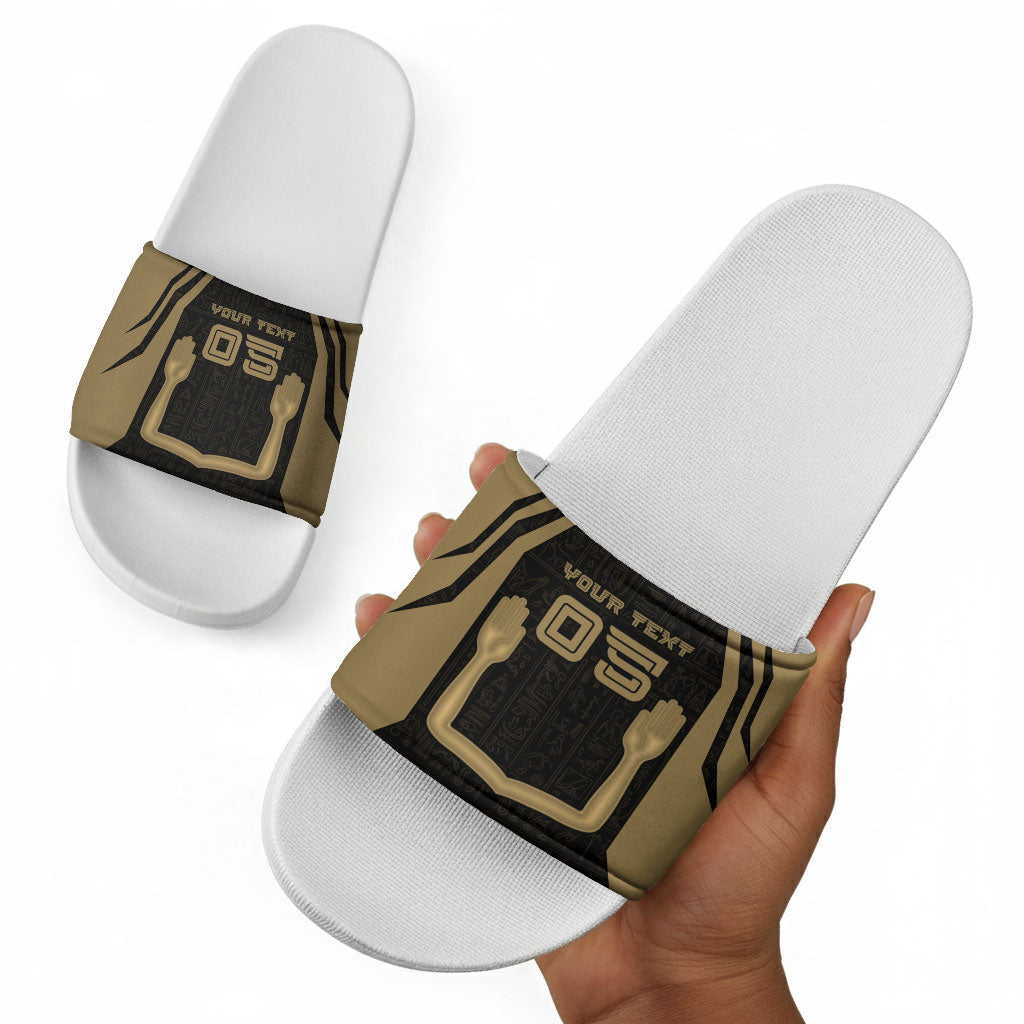 Custom Egypt KA Slide Sandals Gold Symbol Hieroglyphic Texture