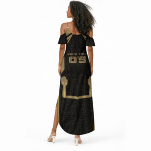 Custom Egypt KA Summer Maxi Dress Gold Symbol Hieroglyphic Texture