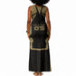 Custom Egypt KA Tank Maxi Dress Gold Symbol Hieroglyphic Texture