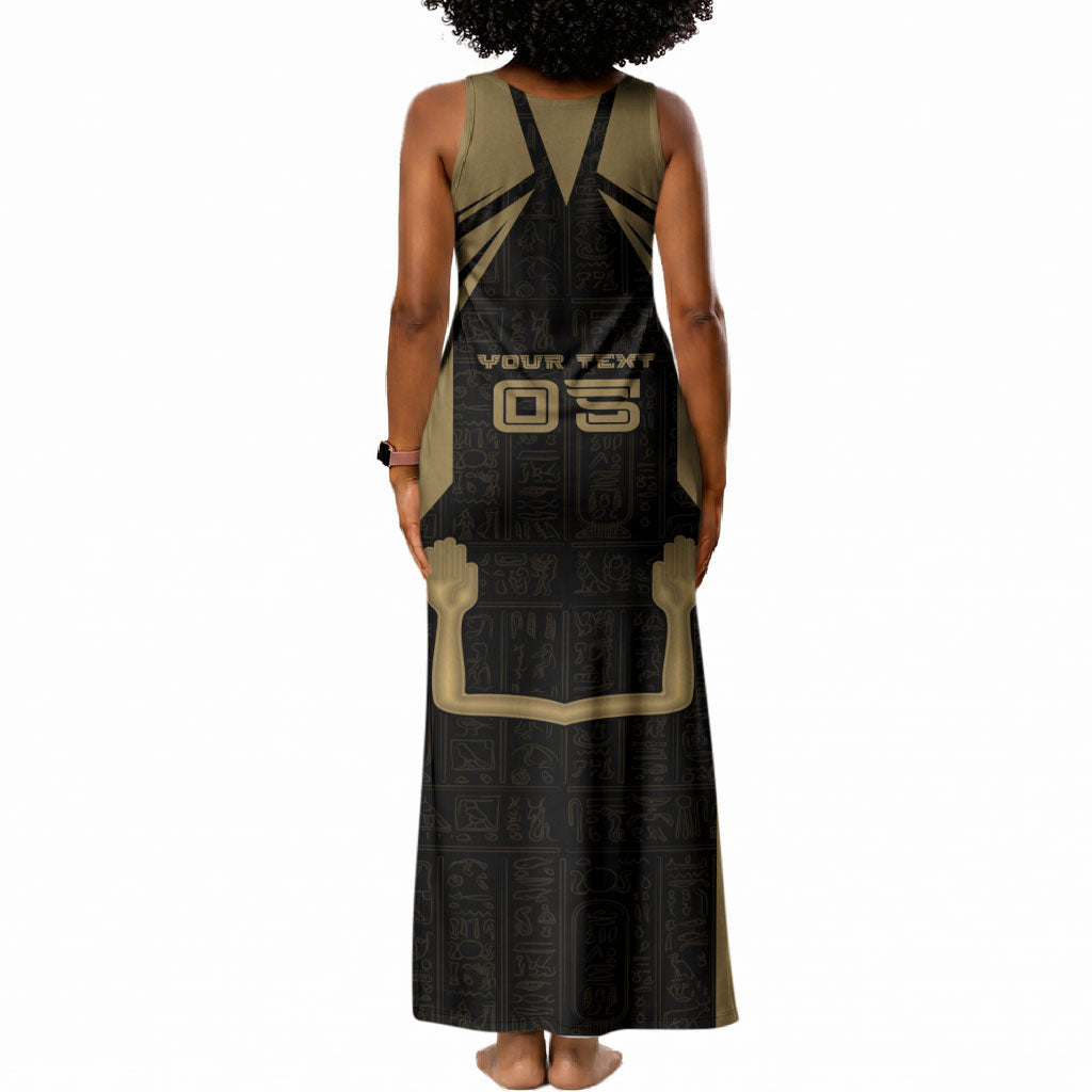 Custom Egypt KA Tank Maxi Dress Gold Symbol Hieroglyphic Texture