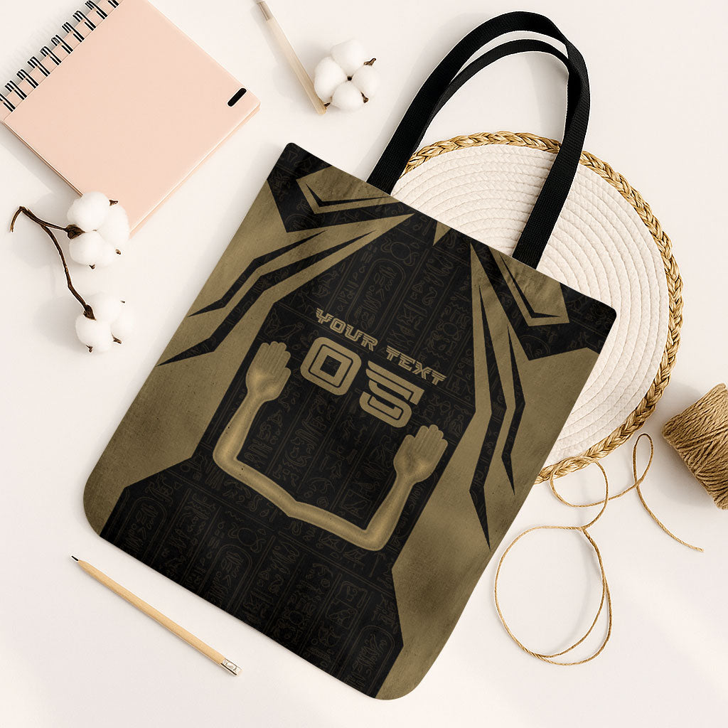 Custom Egypt KA Tote Bag Gold Symbol Hieroglyphic Texture