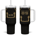 Custom Egypt KA Tumbler With Handle Gold Symbol Hieroglyphic Texture