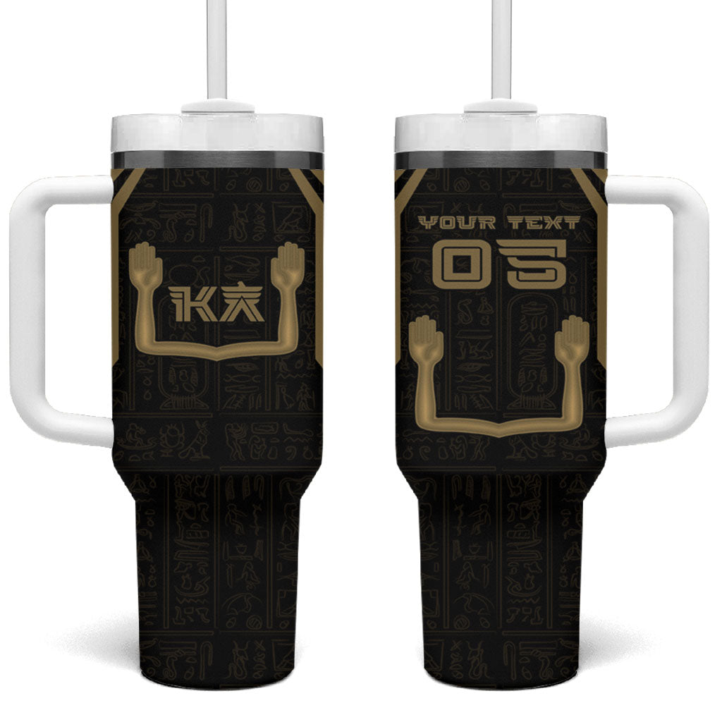 Custom Egypt KA Tumbler With Handle Gold Symbol Hieroglyphic Texture