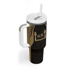 Custom Egypt KA Tumbler With Handle Gold Symbol Hieroglyphic Texture