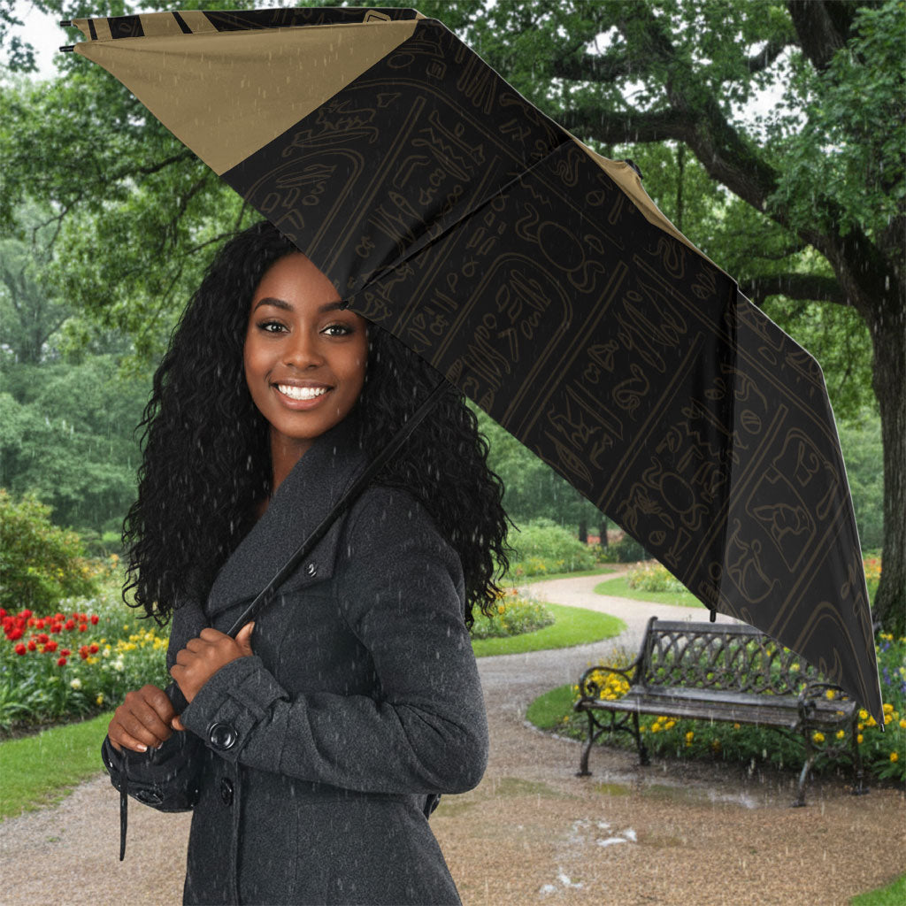 Custom Egypt KA Umbrella Gold Symbol Hieroglyphic Texture