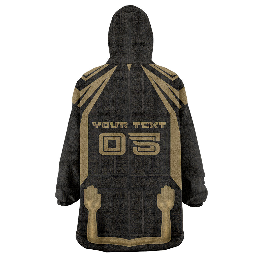 Custom Egypt KA Wearable Blanket Hoodie Gold Symbol Hieroglyphic Texture