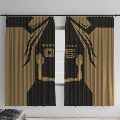 Custom Egypt KA Window Curtain Gold Symbol Hieroglyphic Texture