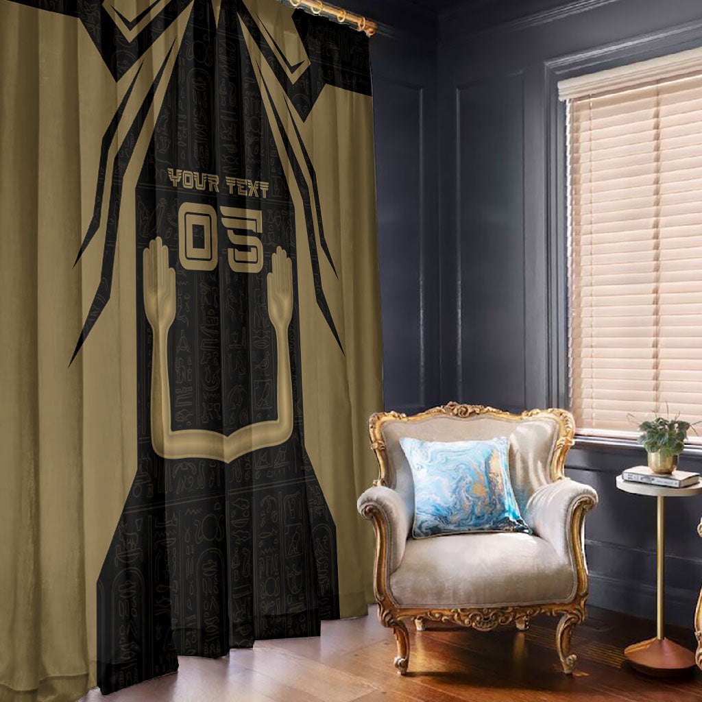 Custom Egypt KA Window Curtain Gold Symbol Hieroglyphic Texture