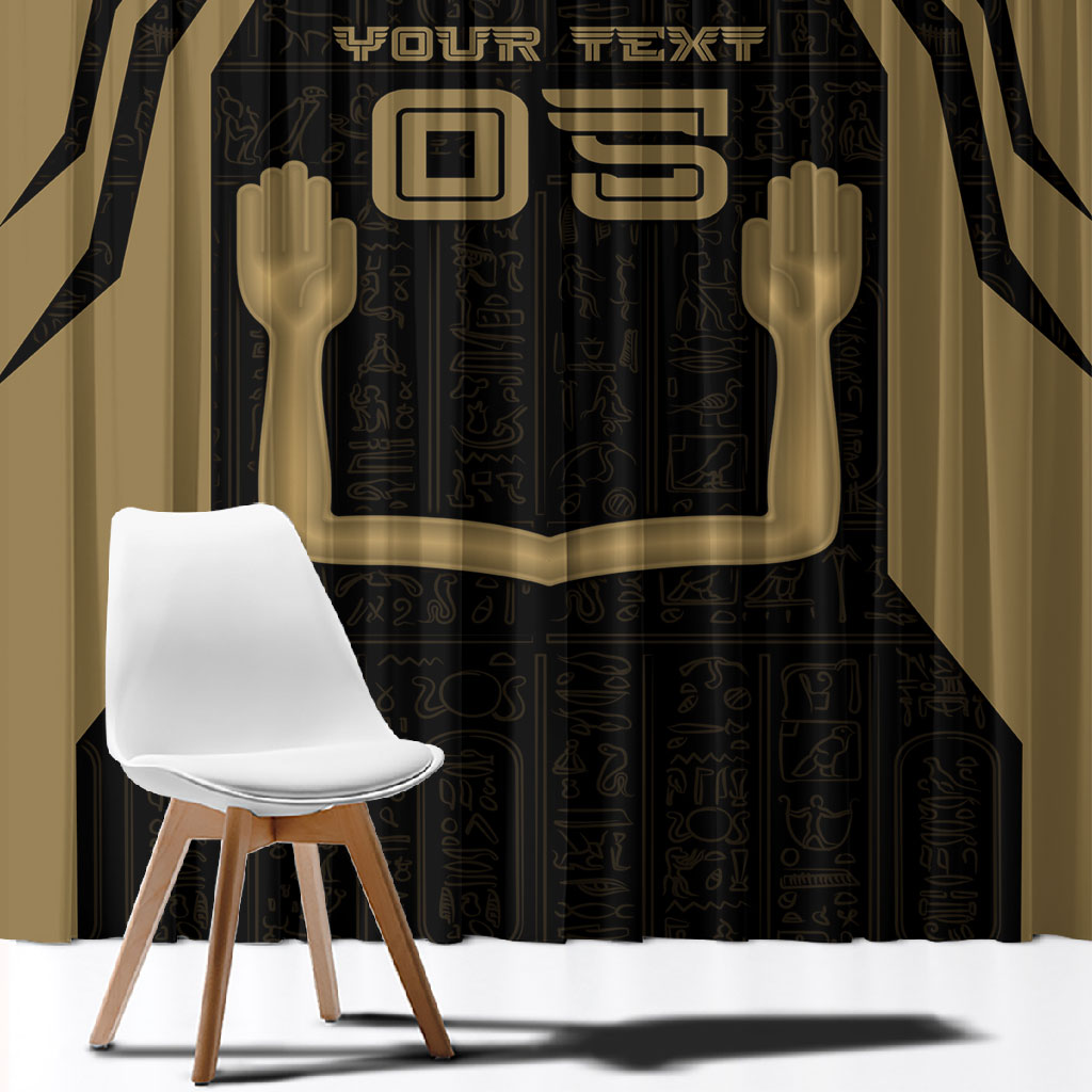 Custom Egypt KA Window Curtain Gold Symbol Hieroglyphic Texture