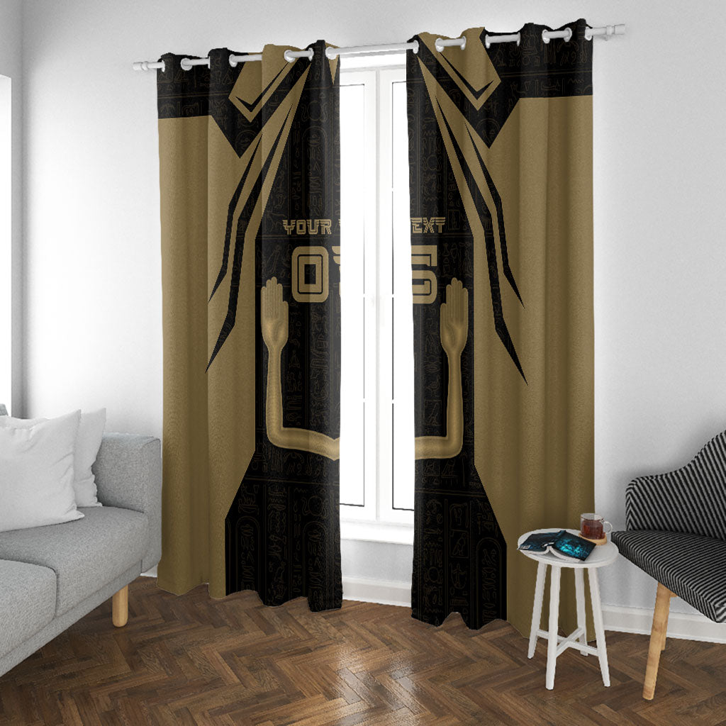 Custom Egypt KA Window Curtain Gold Symbol Hieroglyphic Texture