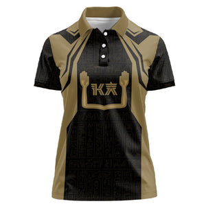 Custom Egypt KA Women Polo Shirt Gold Symbol Hieroglyphic Texture