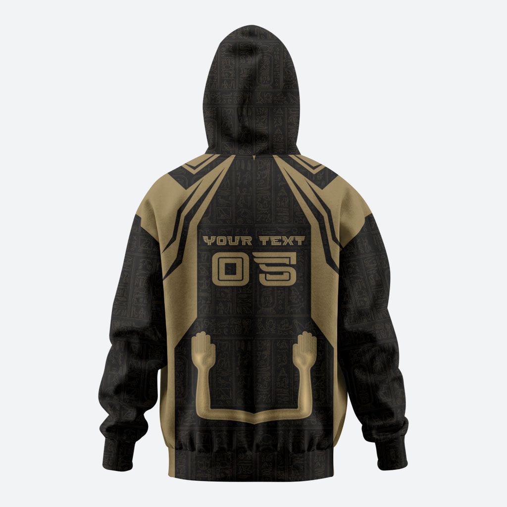 Custom Egypt KA Zip Hoodie Gold Symbol Hieroglyphic Texture