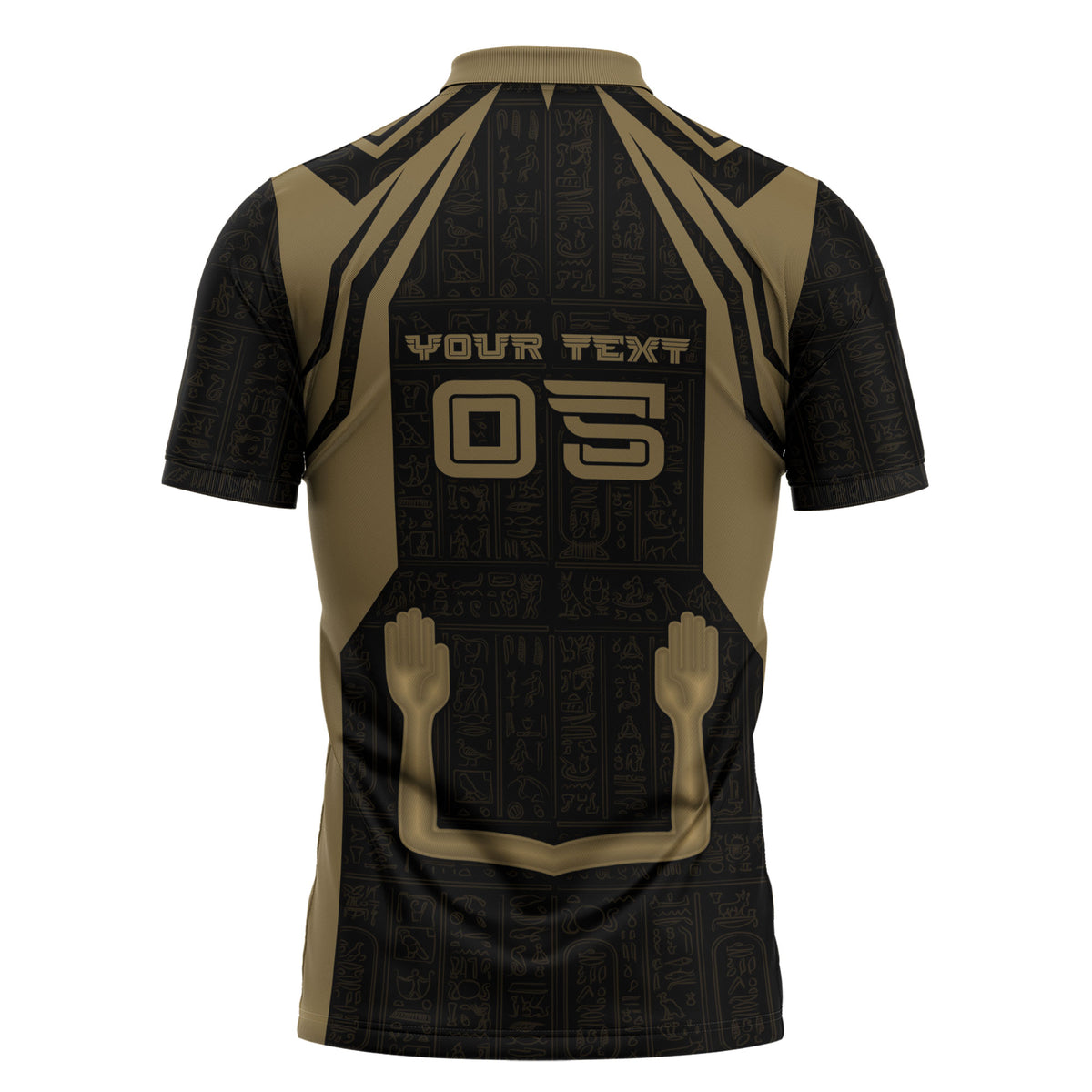 Custom Egypt KA Zipper Polo Shirt Gold Symbol Hieroglyphic Texture