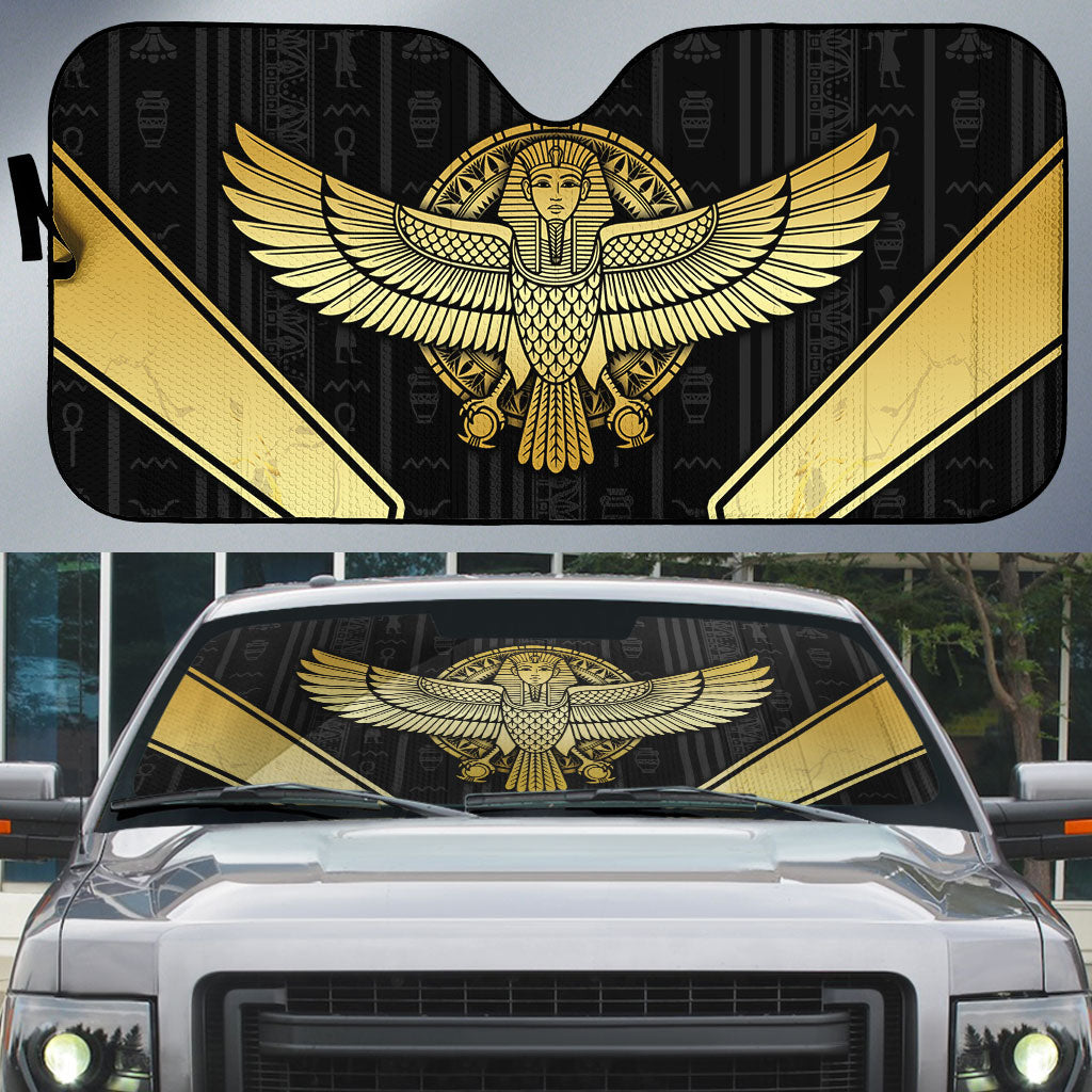Egypt BA Auto Sun Shade Winged Pharaoh Hieroglyphic Patterns