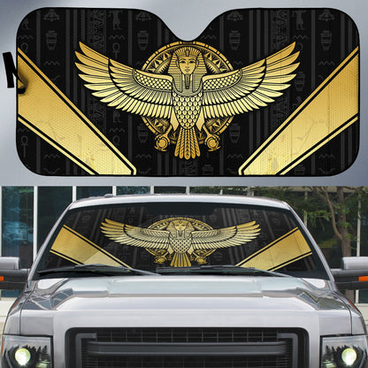 Egypt BA Auto Sun Shade Winged Pharaoh Hieroglyphic Patterns