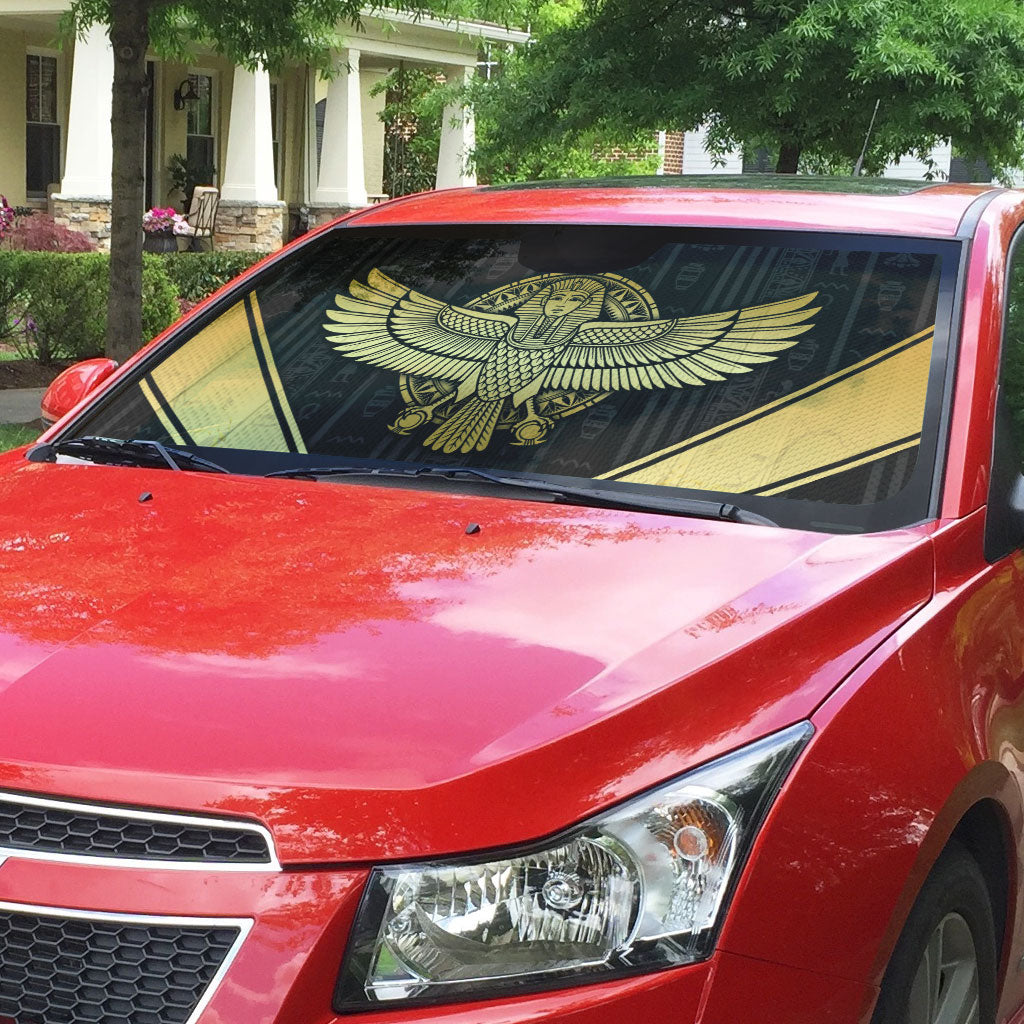 Egypt BA Auto Sun Shade Winged Pharaoh Hieroglyphic Patterns