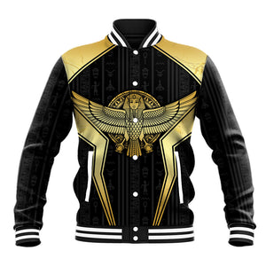 Egypt BA Baseball Jacket Winged Pharaoh Hieroglyphic Patterns