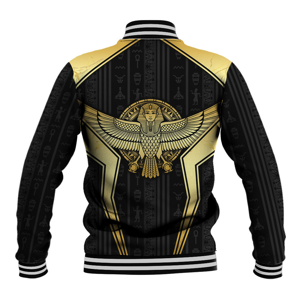 Egypt BA Baseball Jacket Winged Pharaoh Hieroglyphic Patterns
