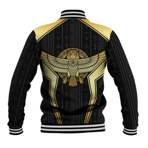 Egypt BA Baseball Jacket Winged Pharaoh Hieroglyphic Patterns
