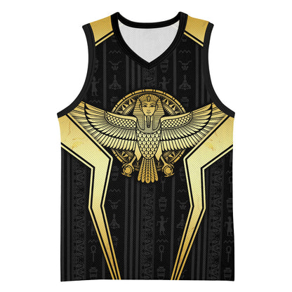 Egypt BA Basketball Jersey Winged Pharaoh Hieroglyphic Patterns