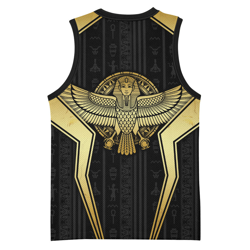 Egypt BA Basketball Jersey Winged Pharaoh Hieroglyphic Patterns